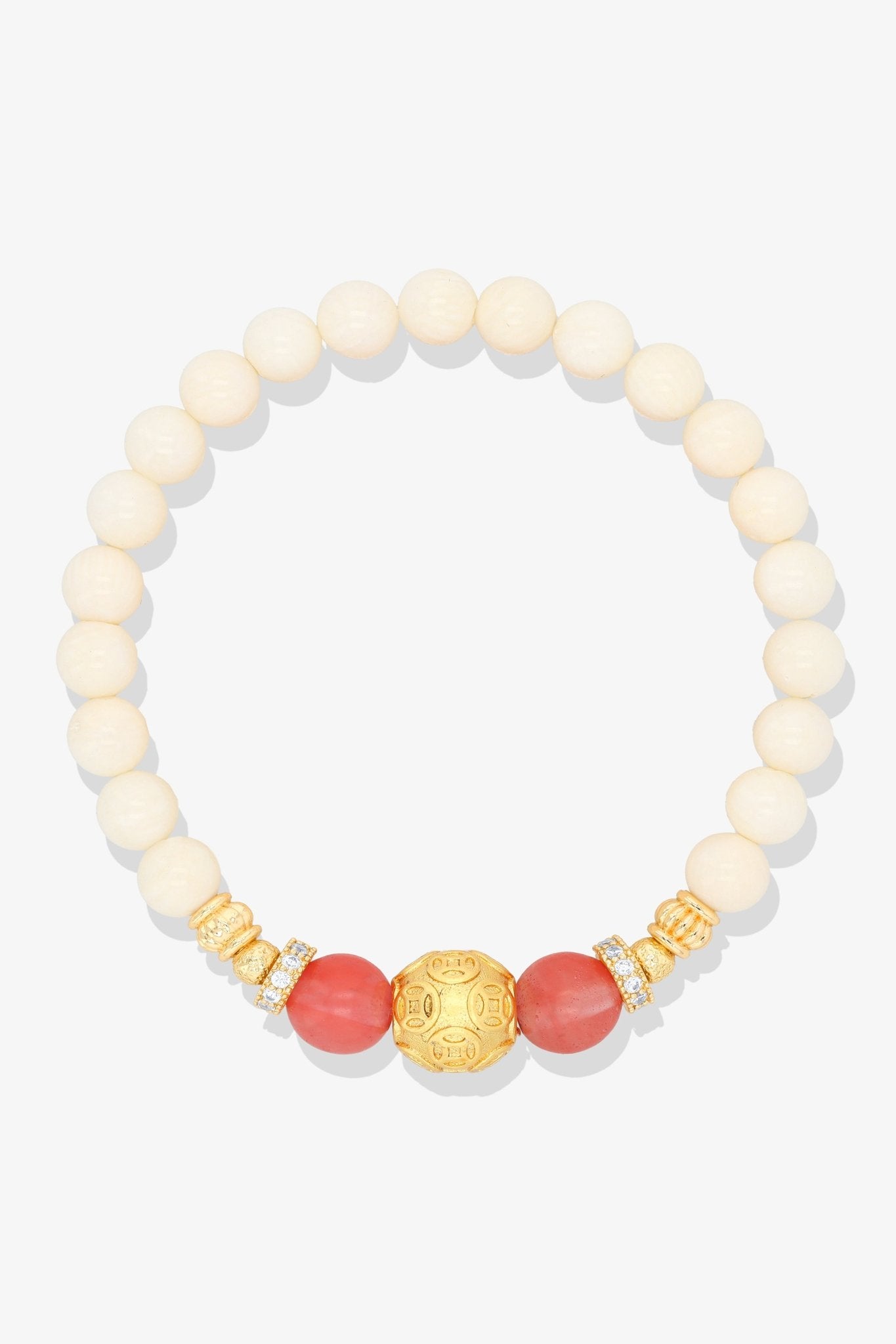 White Coral 18k Gold Vermeil Money Magnet Charm Apatite Bracelet - Eat.Read.Love.