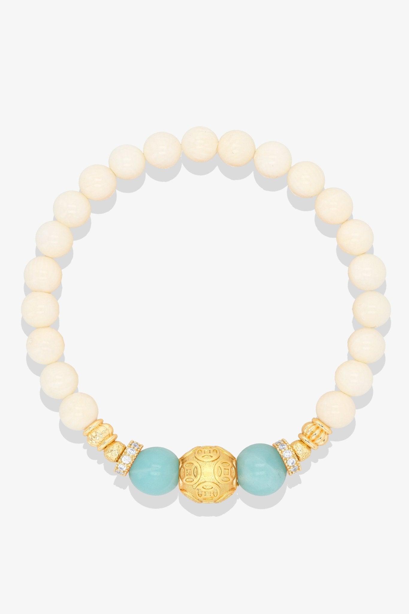 White Coral 18k Gold Vermeil Money Magnet Charm Apatite Bracelet - Eat.Read.Love.