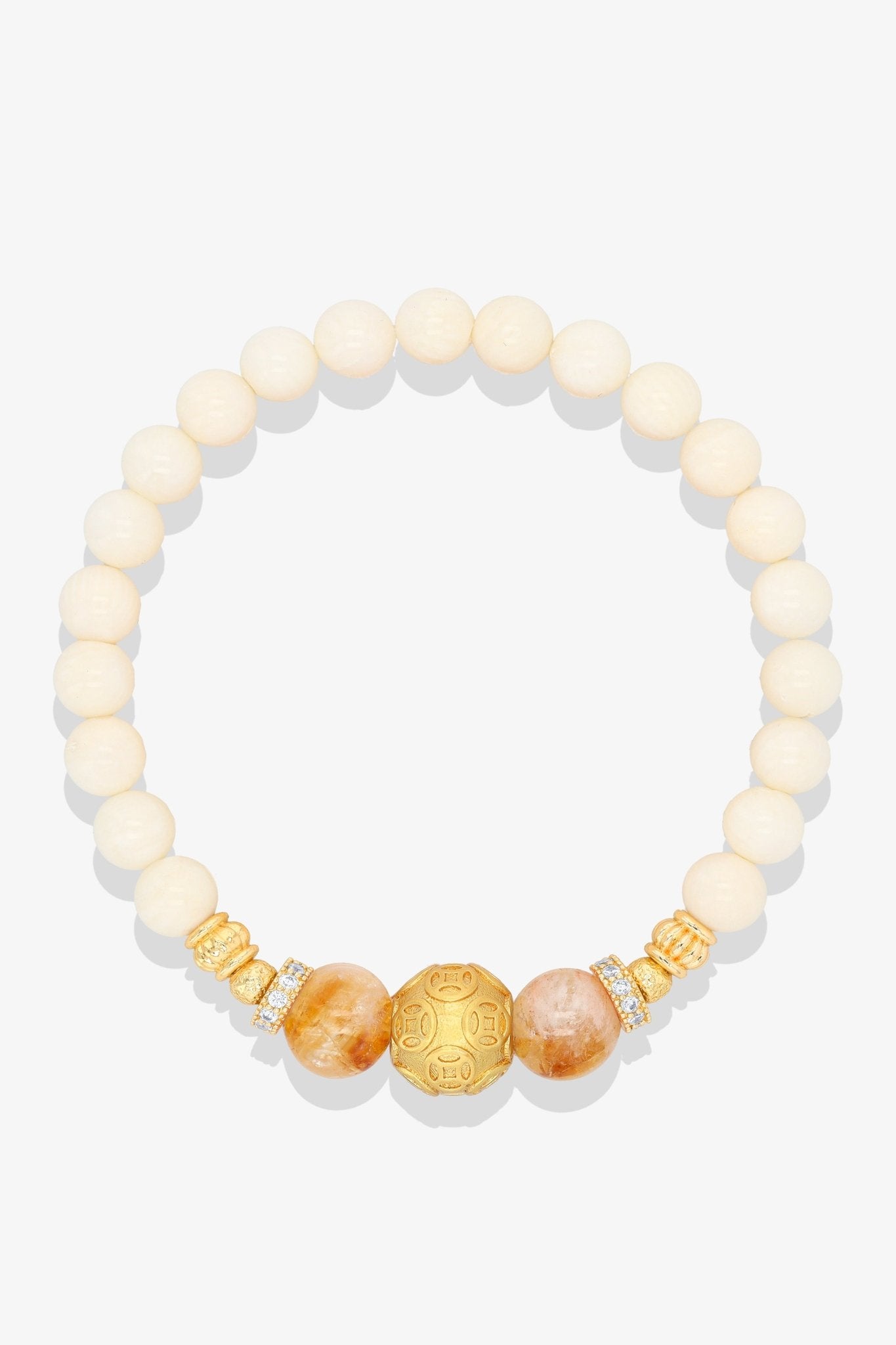 White Coral 18k Gold Vermeil Money Magnet Charm Aquamarine Bracelet - Eat.Read.Love.