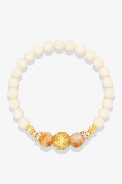 White Coral 18k Gold Vermeil Money Magnet Charm Aquamarine Bracelet - Eat.Read.Love.