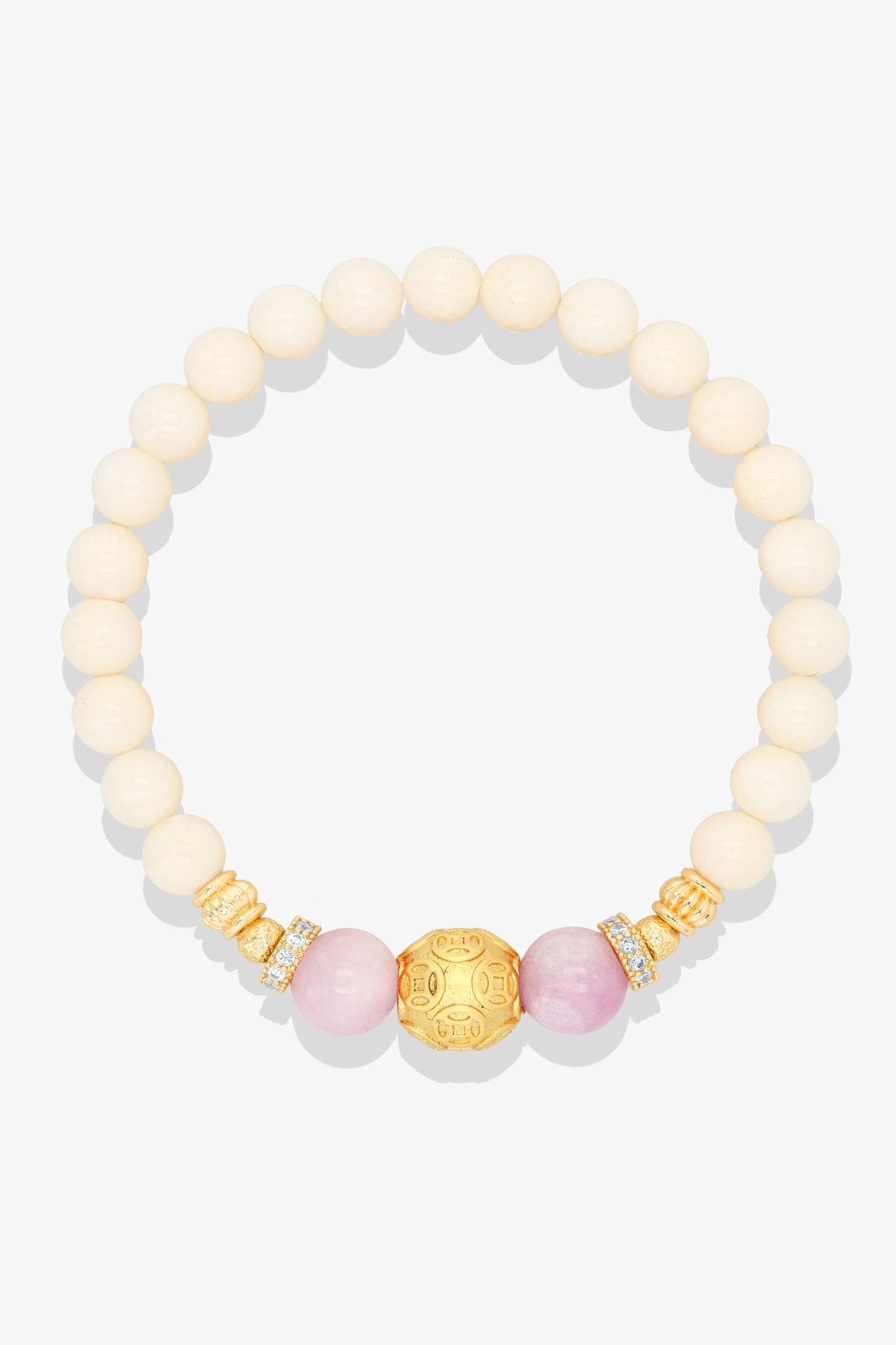 White Coral 18k Gold Vermeil Money Magnet Charm Aquamarine Bracelet - Eat.Read.Love.