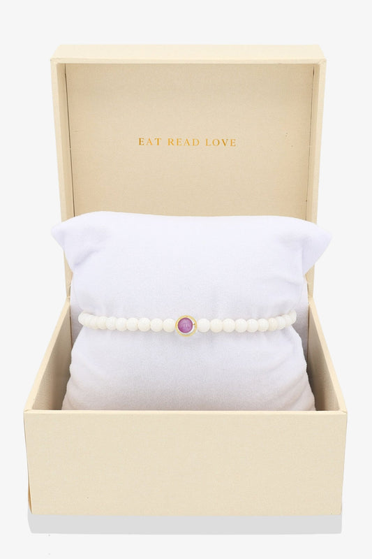 White Coral with Amethyst Gold Vermeil Honor Bracelet - Eat.Read.Love.