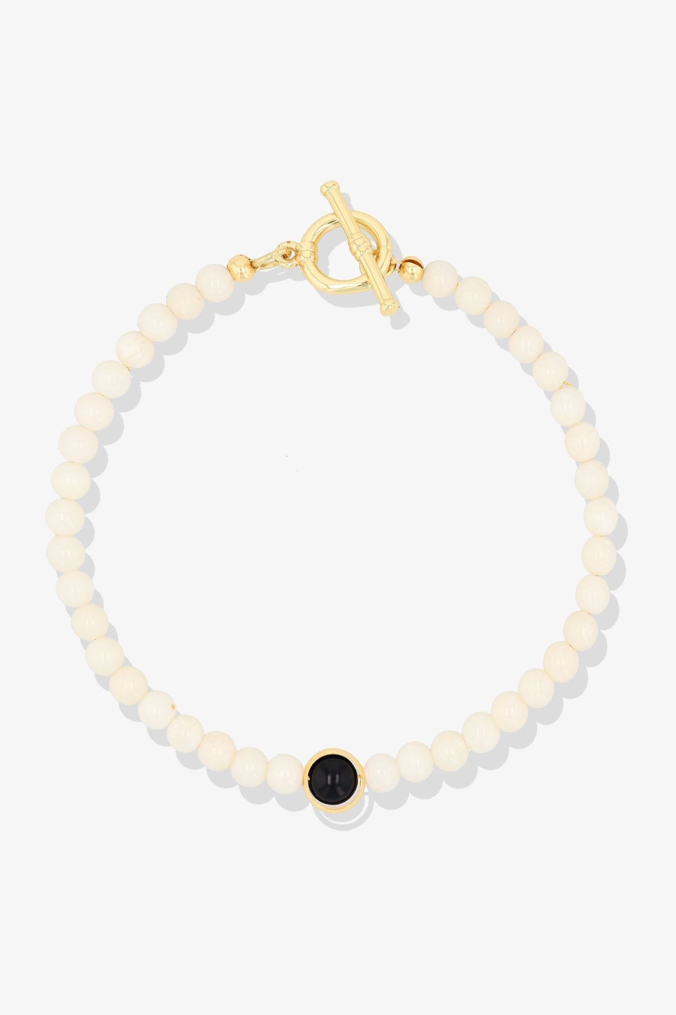 White Coral with Black Obsidian Gold Vermeil Honor Bracelet - Eat.Read.Love.