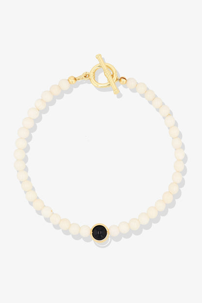 White Coral with Black Obsidian Gold Vermeil Honor Bracelet - Eat.Read.Love.