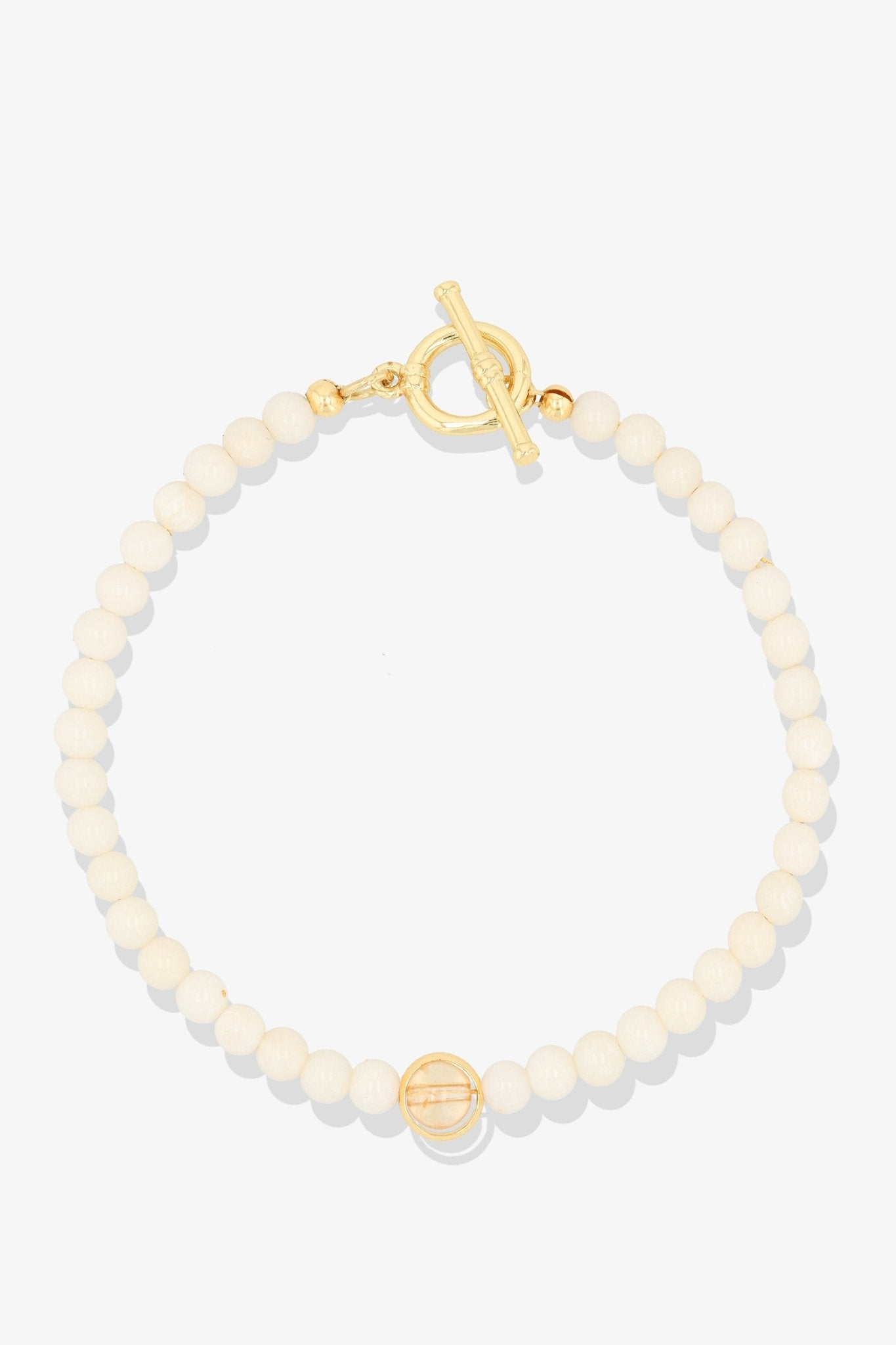 White Coral with Citrine Gold Vermeil Honor Bracelet - Eat.Read.Love.