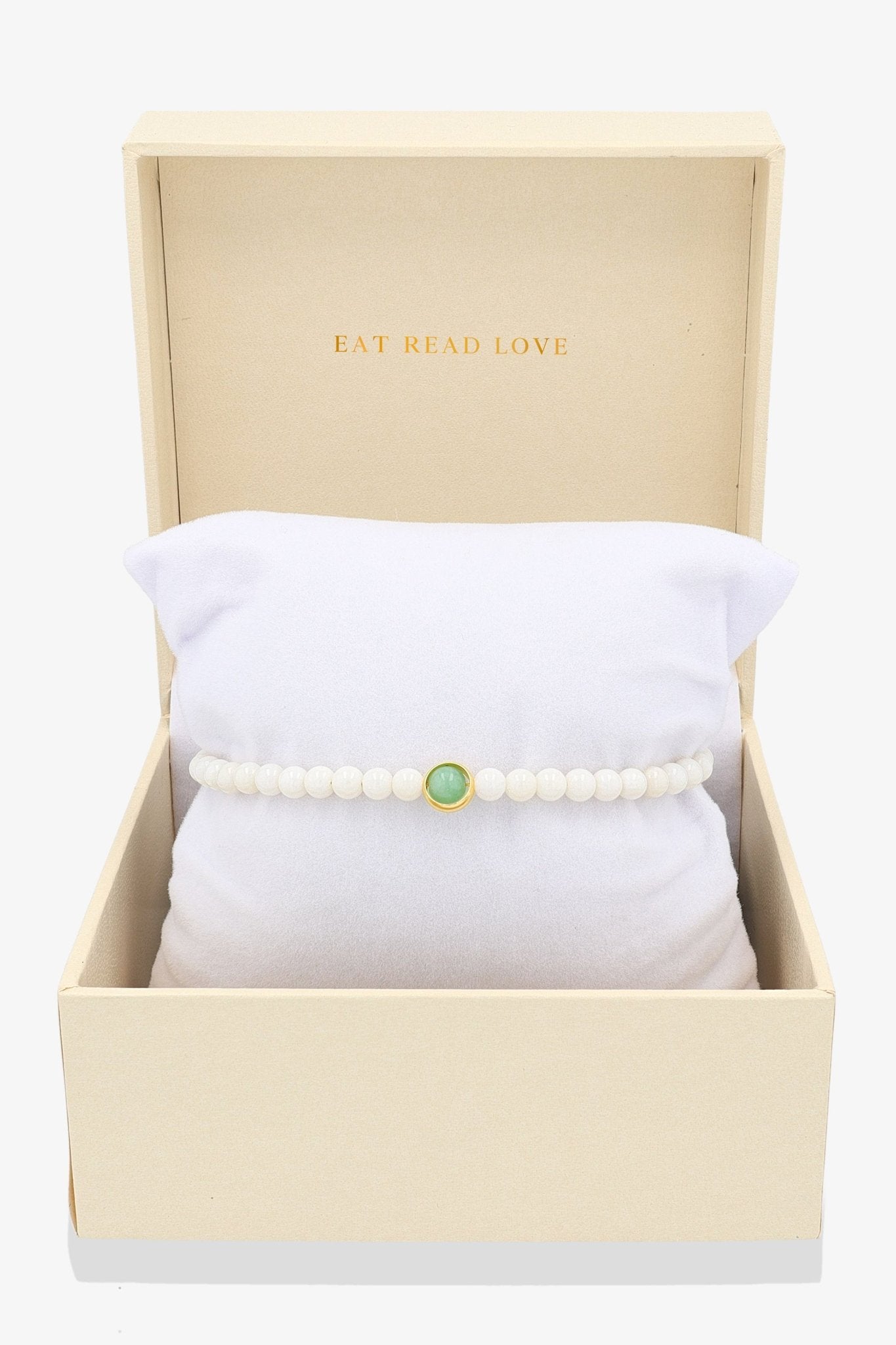 White Coral with Emerald Gold Vermeil Honor Bracelet - Eat.Read.Love.