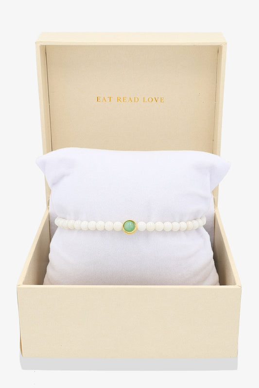 White Coral with Emerald Gold Vermeil Honor Bracelet - Eat.Read.Love.