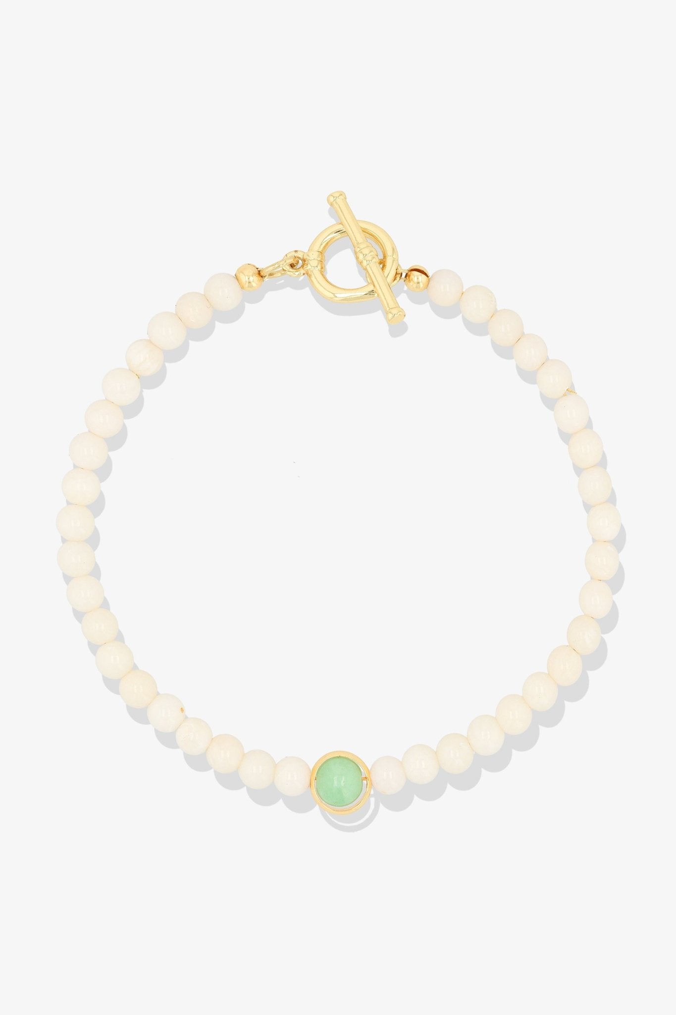 White Coral with Emerald Gold Vermeil Honor Bracelet - Eat.Read.Love.