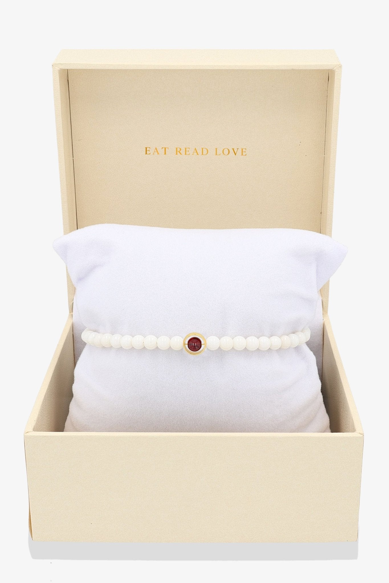 White Coral with Garnet Gold Vermeil Honor Bracelet - Eat.Read.Love.