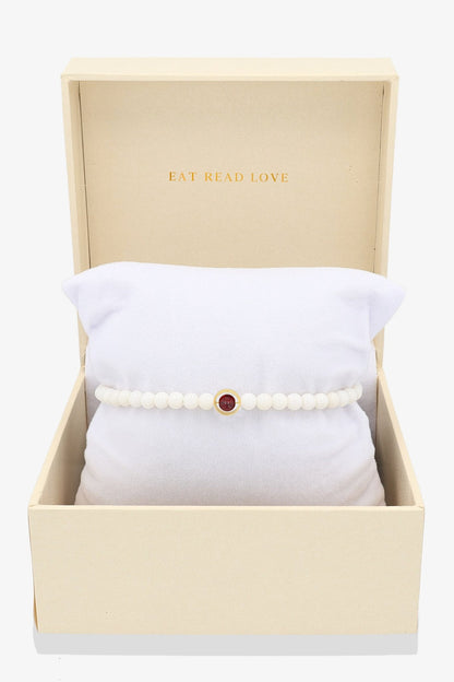 White Coral with Garnet Gold Vermeil Honor Bracelet - Eat.Read.Love.