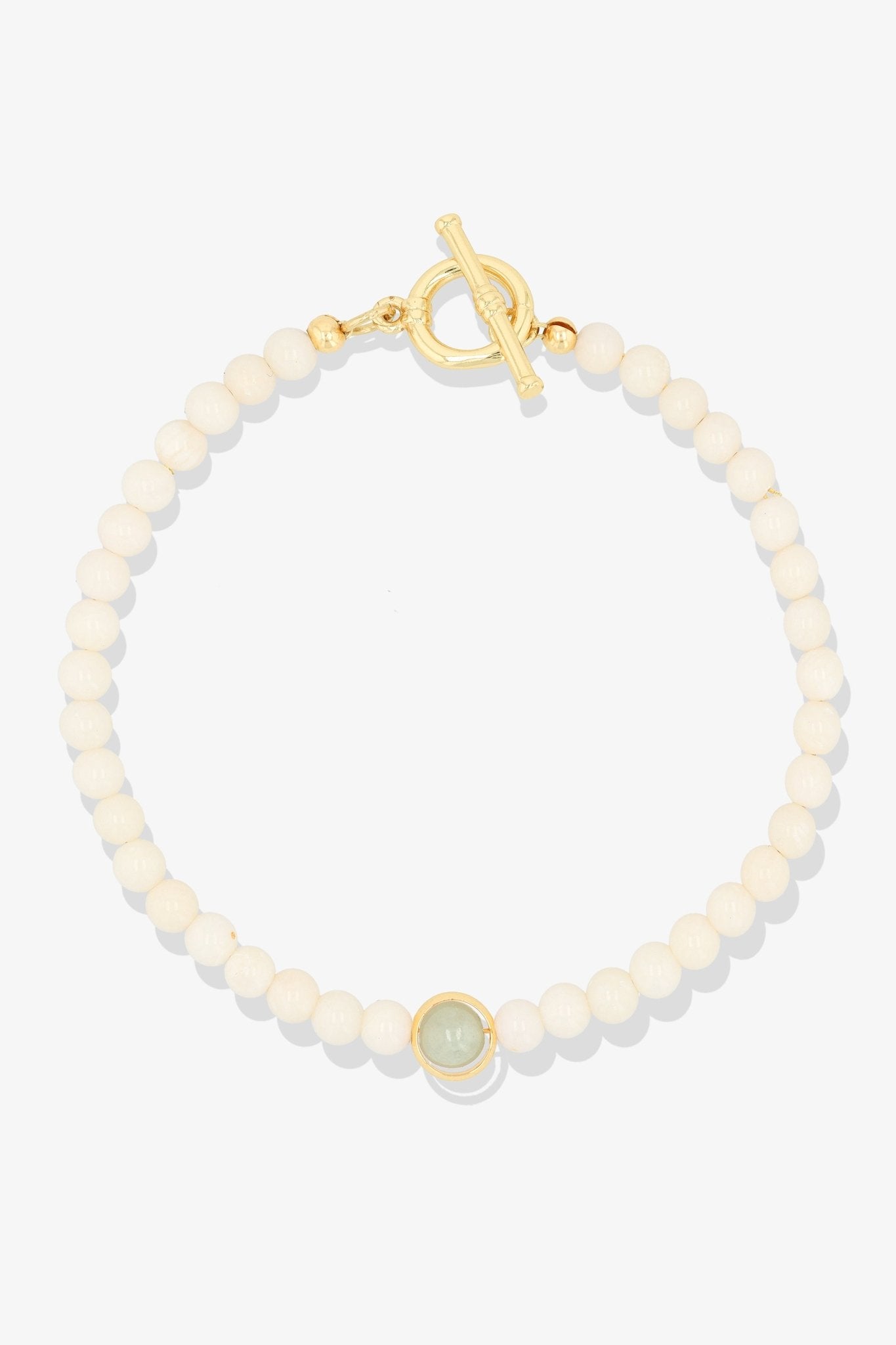 White Coral with Jade Gold Vermeil Honor Bracelet - Eat.Read.Love.