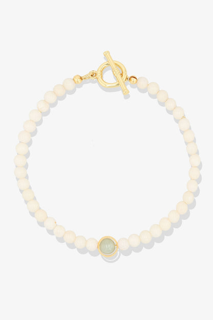 White Coral with Jade Gold Vermeil Honor Bracelet - Eat.Read.Love.