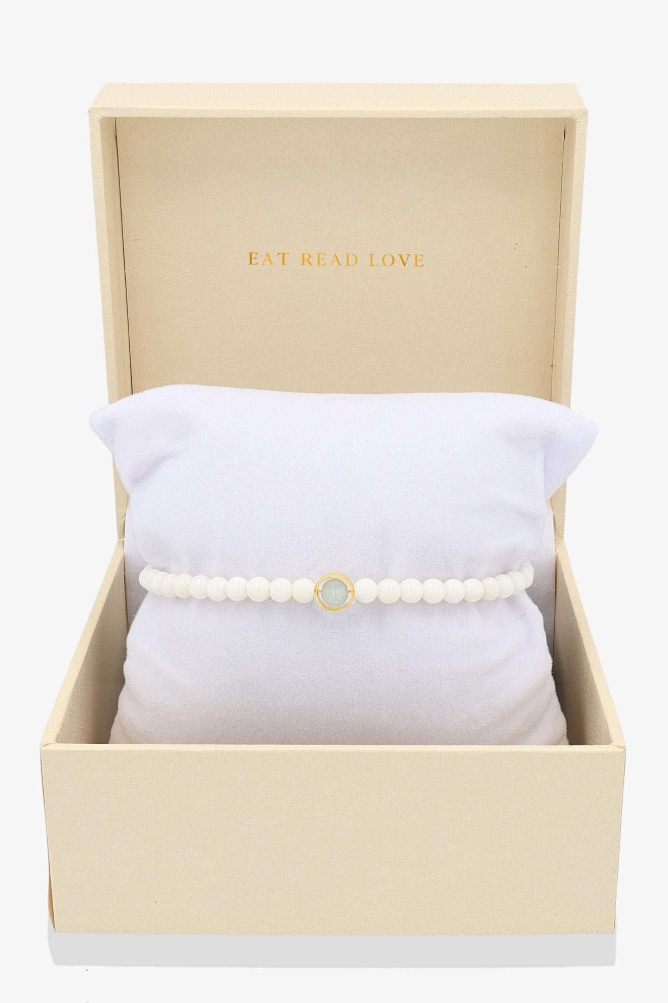 White Coral with Jade Gold Vermeil Honor Bracelet - Eat.Read.Love.