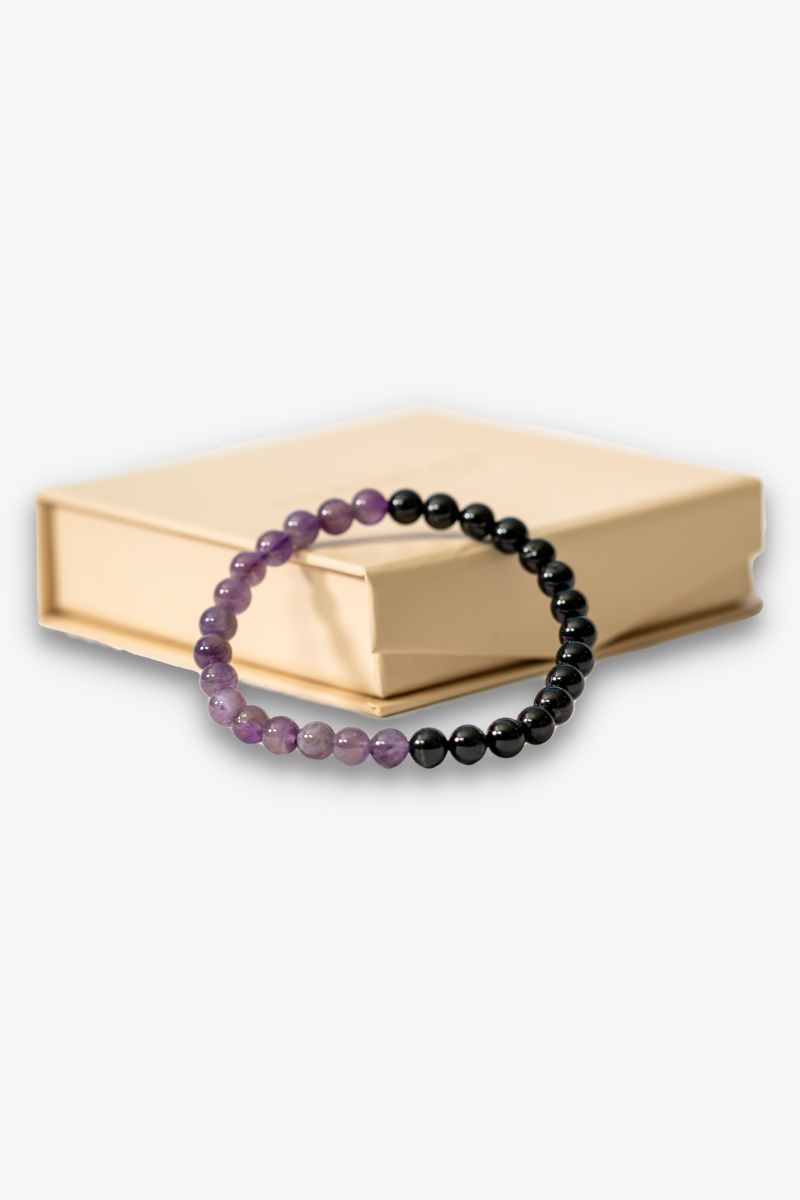 Black Obsidian and Amethyst - Power and Protection Intention Bracelet