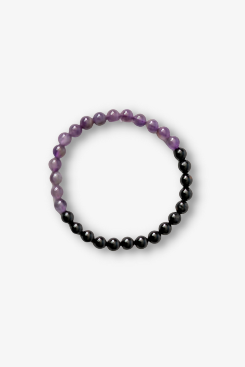 Black Obsidian and Amethyst - Power and Protection Intention Bracelet