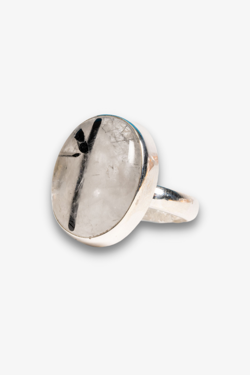 Tourmalated Quartz Sterling Silver Ring Size 7