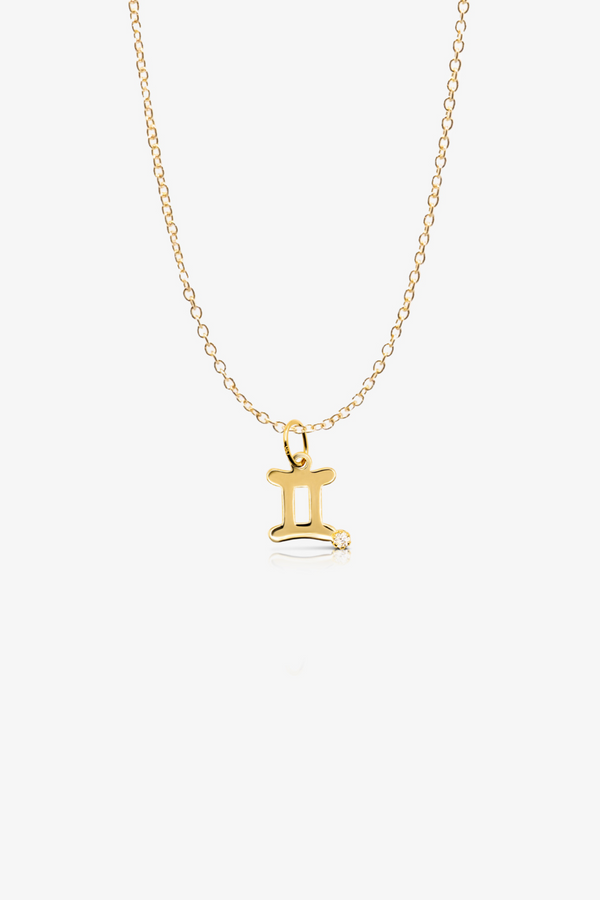 Gemini 14k Pure Gold Necklace With Diamond