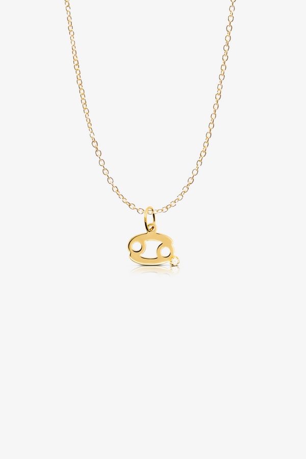 Cancer 14k Pure Gold Necklace With Diamond