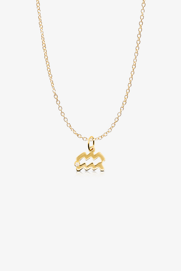 Aquarius 14k Pure Gold Necklace With Diamond