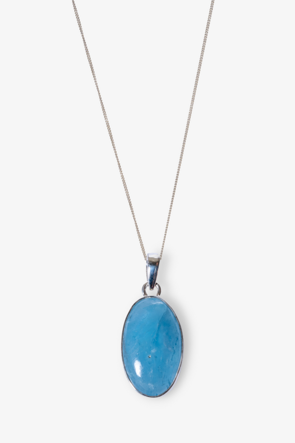 Aquamarine Necklace Sterling Silver Pendant