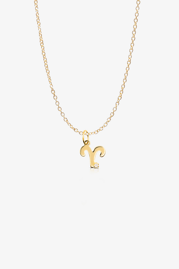 Aries 14k Pure Gold Necklace With Diamond