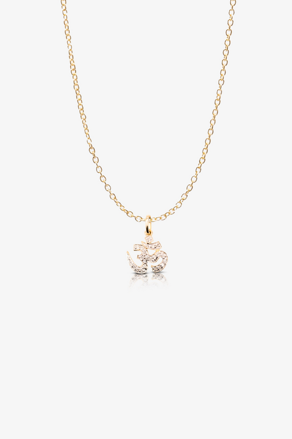 OM Necklace With Diamonds 14k Gold REAL Gold
