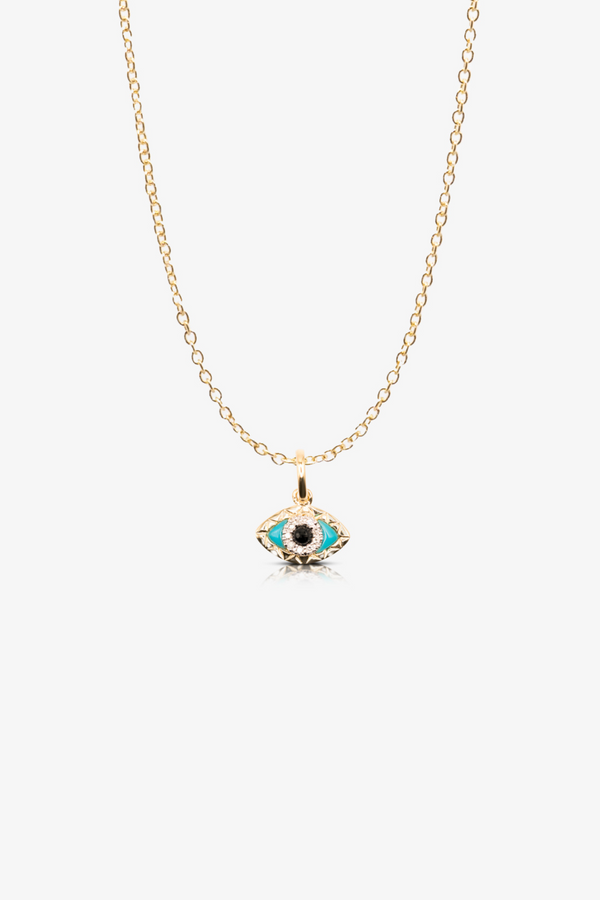 14k Gold REAL Gold Evil Eye Necklace With Diamonds