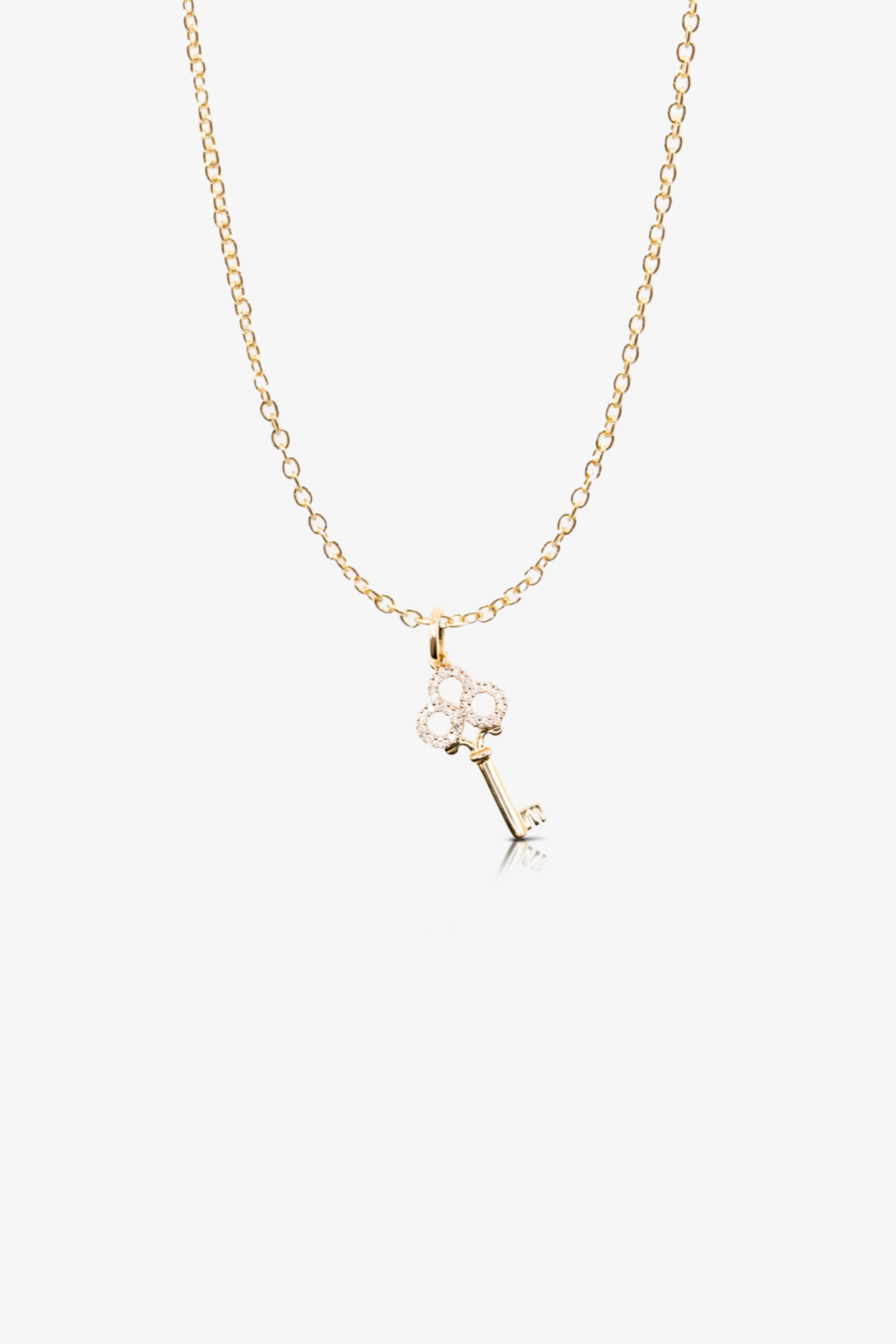 14k Gold REAL Gold Key Necklace With Diamonds