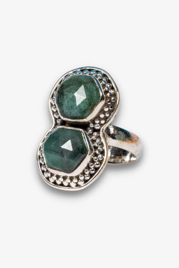 Emerald Sterling Silver Crystal Ring