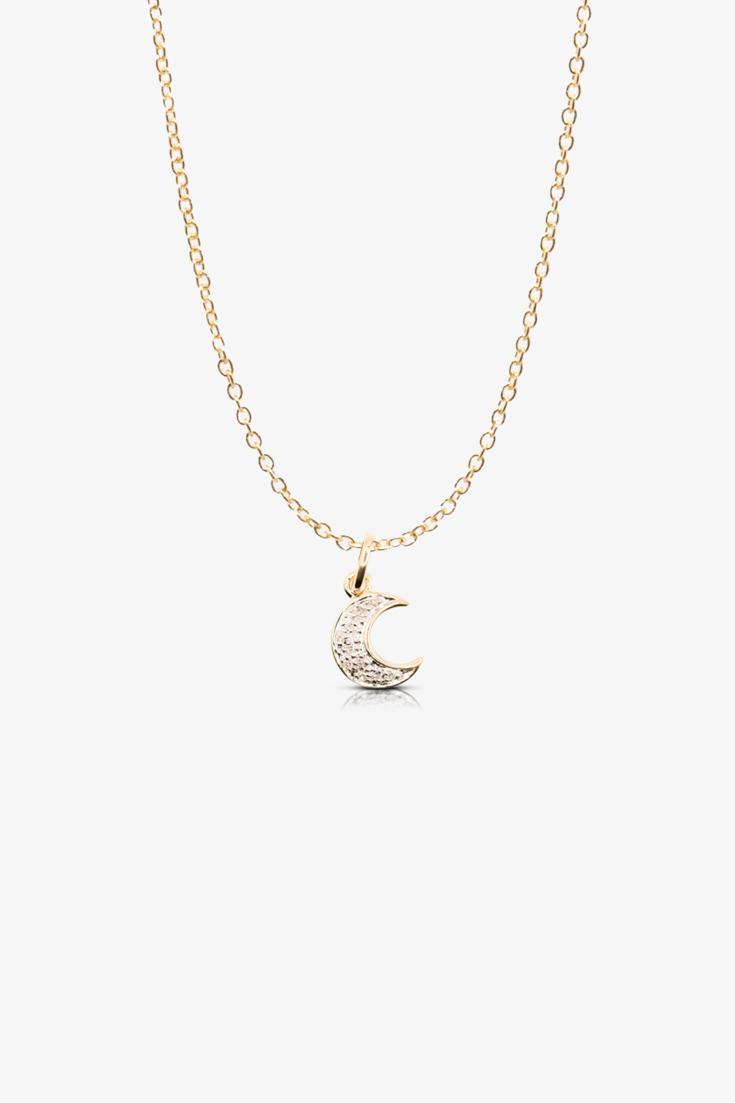 14k Gold REAL Gold Moon Necklace With Diamonds