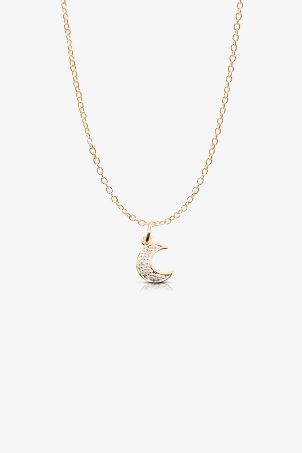 14k Gold REAL Gold Moon Necklace With Diamonds