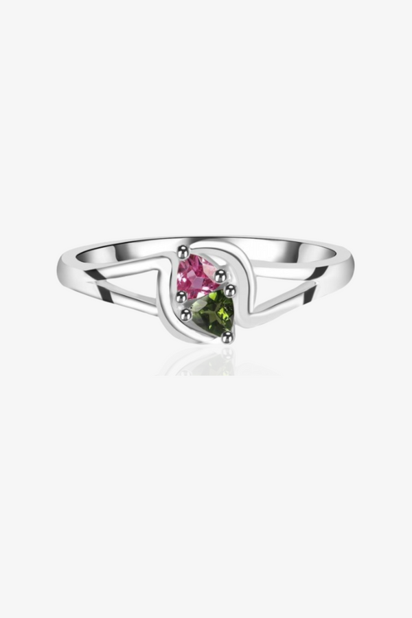 Ying Yang Watermelon Tourmaline Crystal Ring