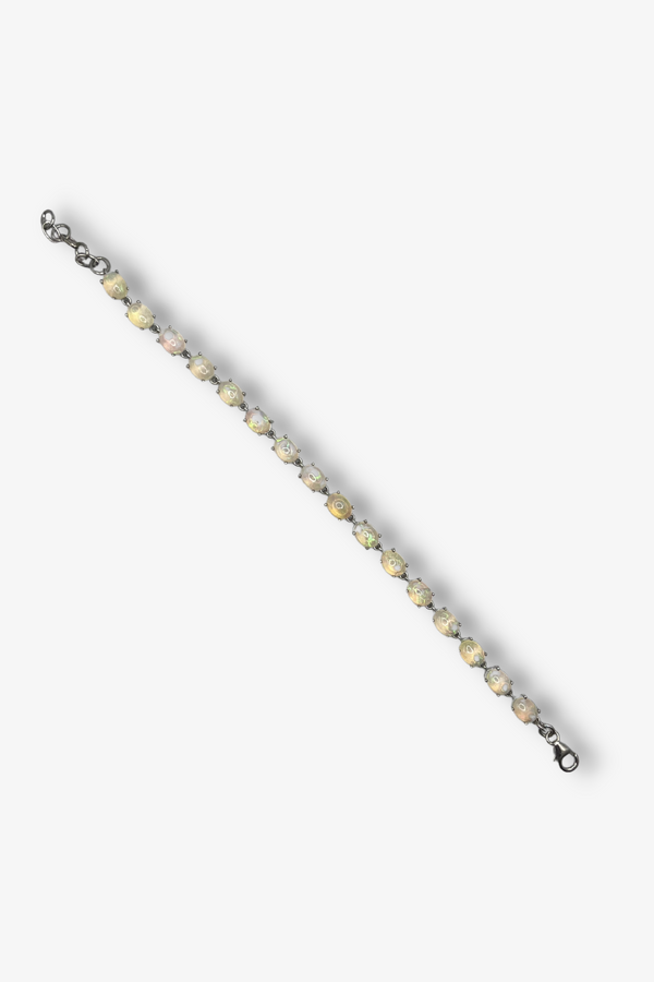 Genuine Grade A Opal Sterling Silver Adjustable Bracelet