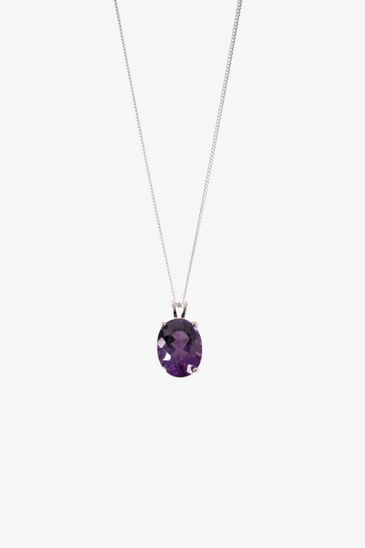 Natural Faceted Amethyst Sterling Silver Pendant