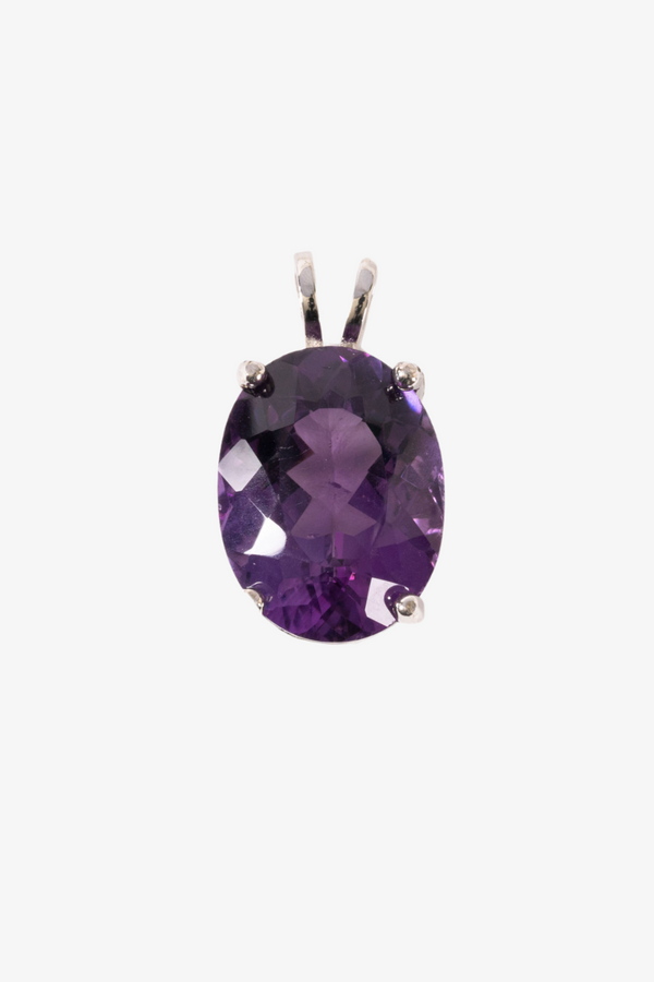 Natural Faceted Amethyst Sterling Silver Pendant