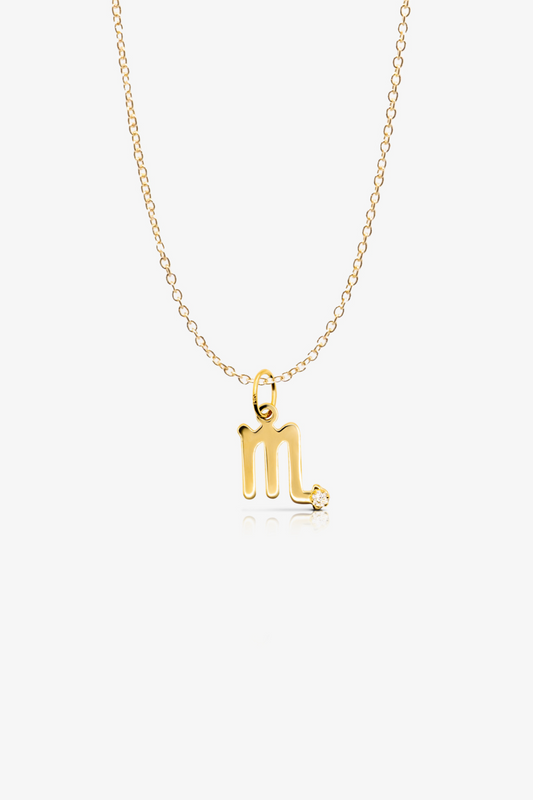 Scorpio 14k Pure Gold Necklace With Diamond