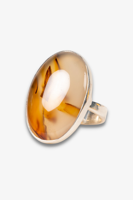 Montana Agate Sterling Silver Crystal Ring