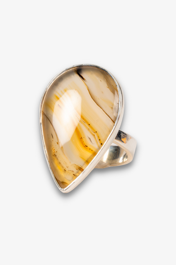Montana Agate Sterling Silver Crystal Ring