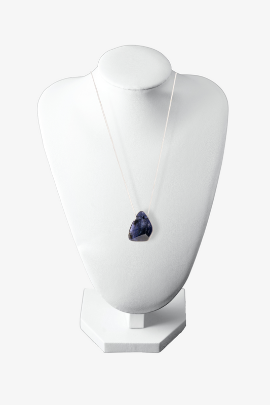 Iolite Drilled Freeform Rare Sterling Silver Necklace