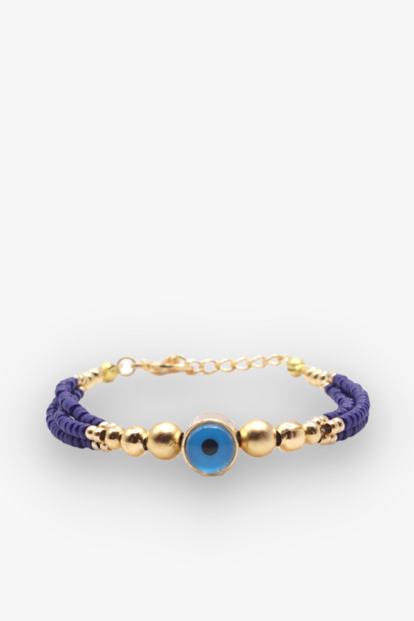 Blue Evil Eye Seeded Bracelet
