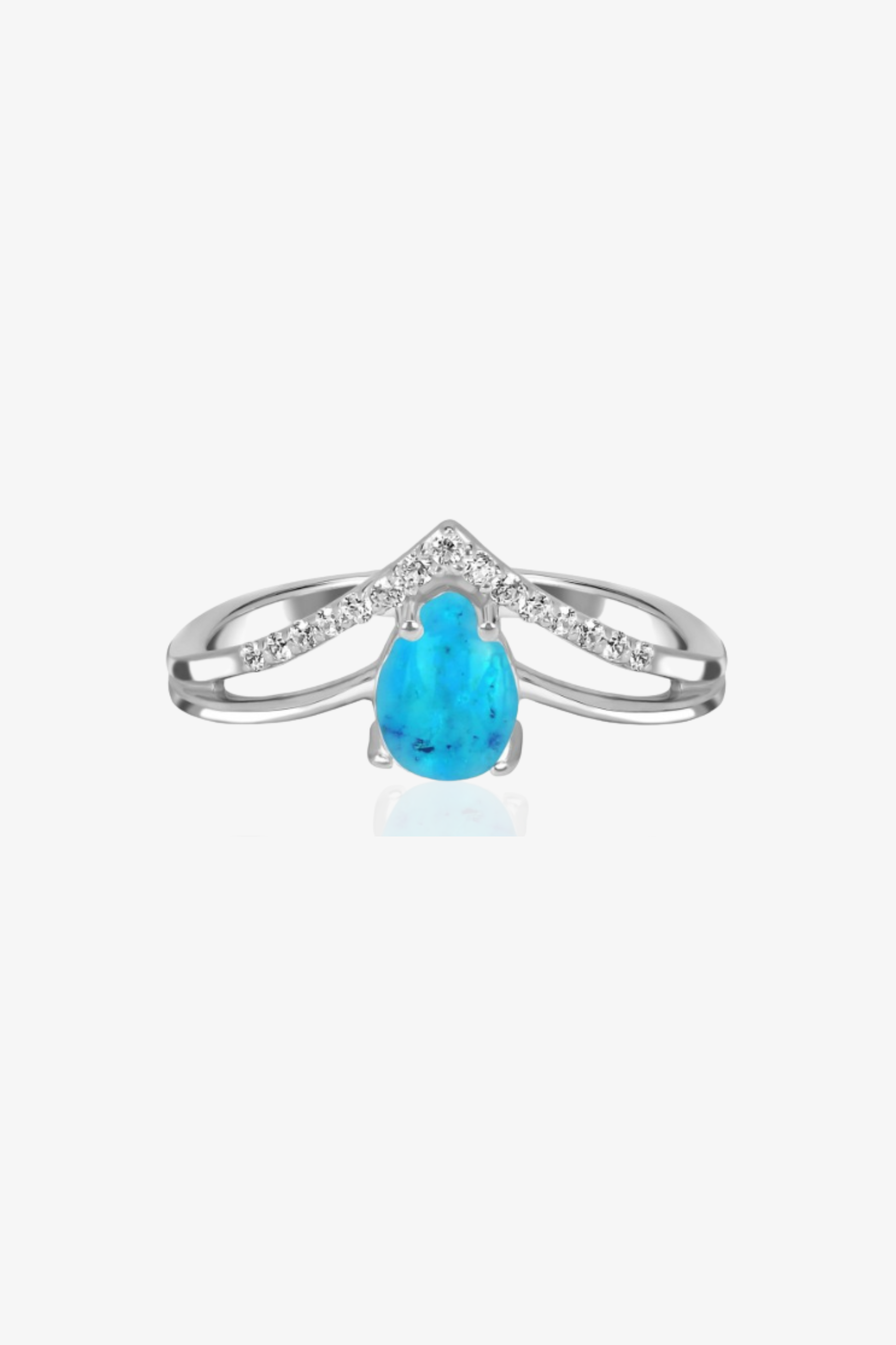 Turquoise Pear Crystal Ring