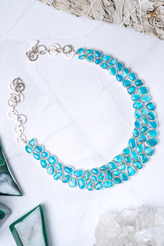 Turquoise Necklace Sterling Silver Genuine