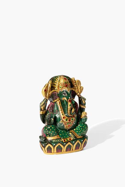 Green Quartz Painted Ganesha