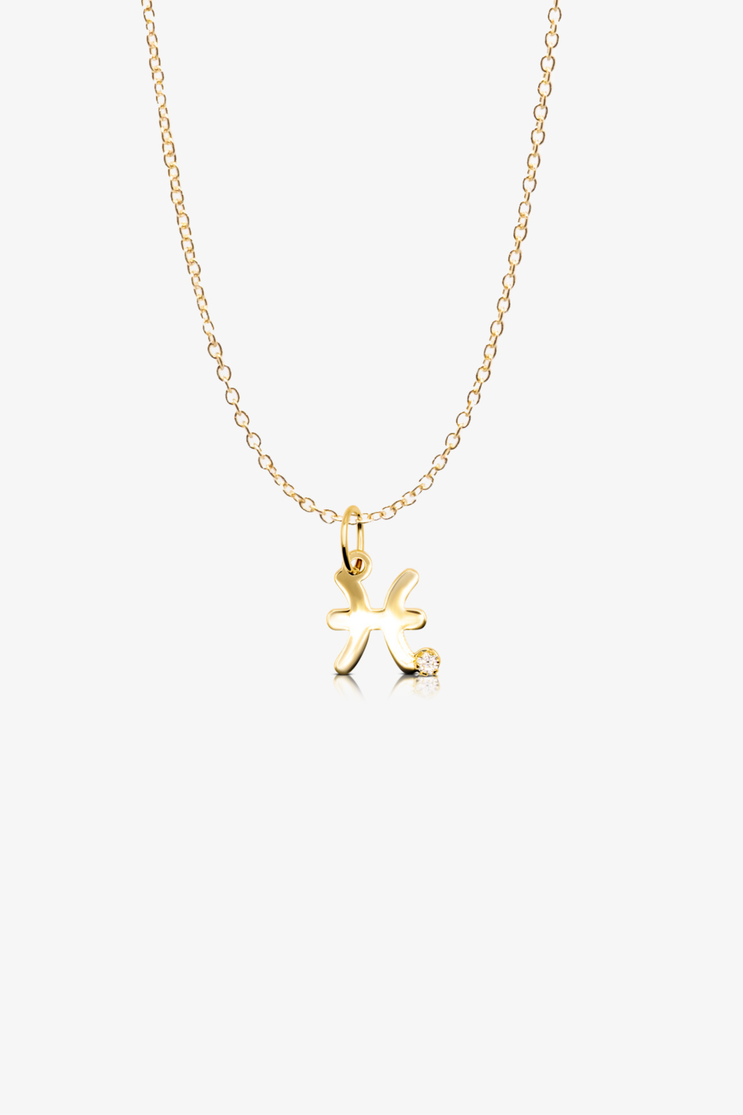 Pisces 14k Pure Gold Necklace With Diamond