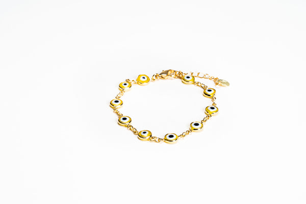 Yellow Evil Eye 18K Gold Plated Bracelet.