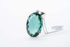 Large Faceted Green Amethyst Sterling Silver Pendant.