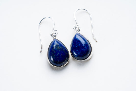 Lapis Lazuli Teardrop Sterling Silver Earrings.
