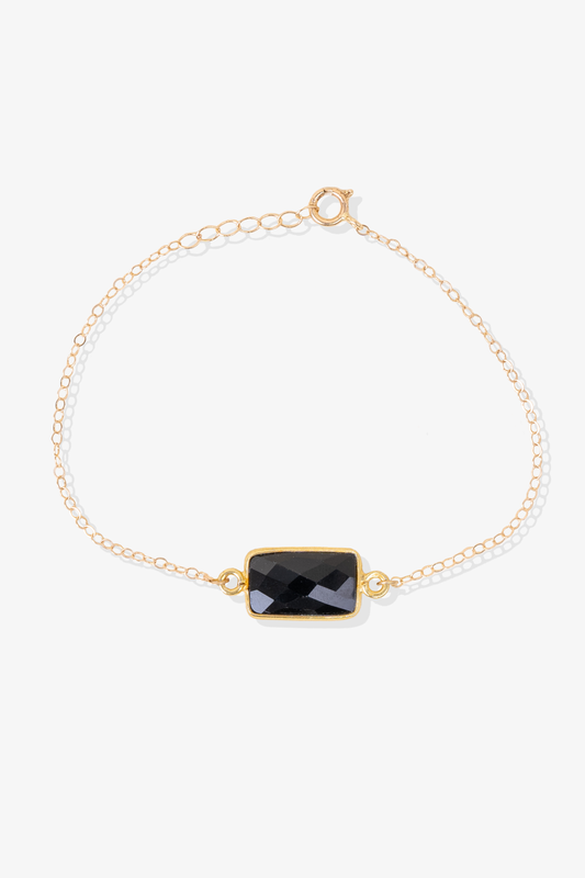 Black Tourmaline Crystal Bracelet 14k REAL Gold