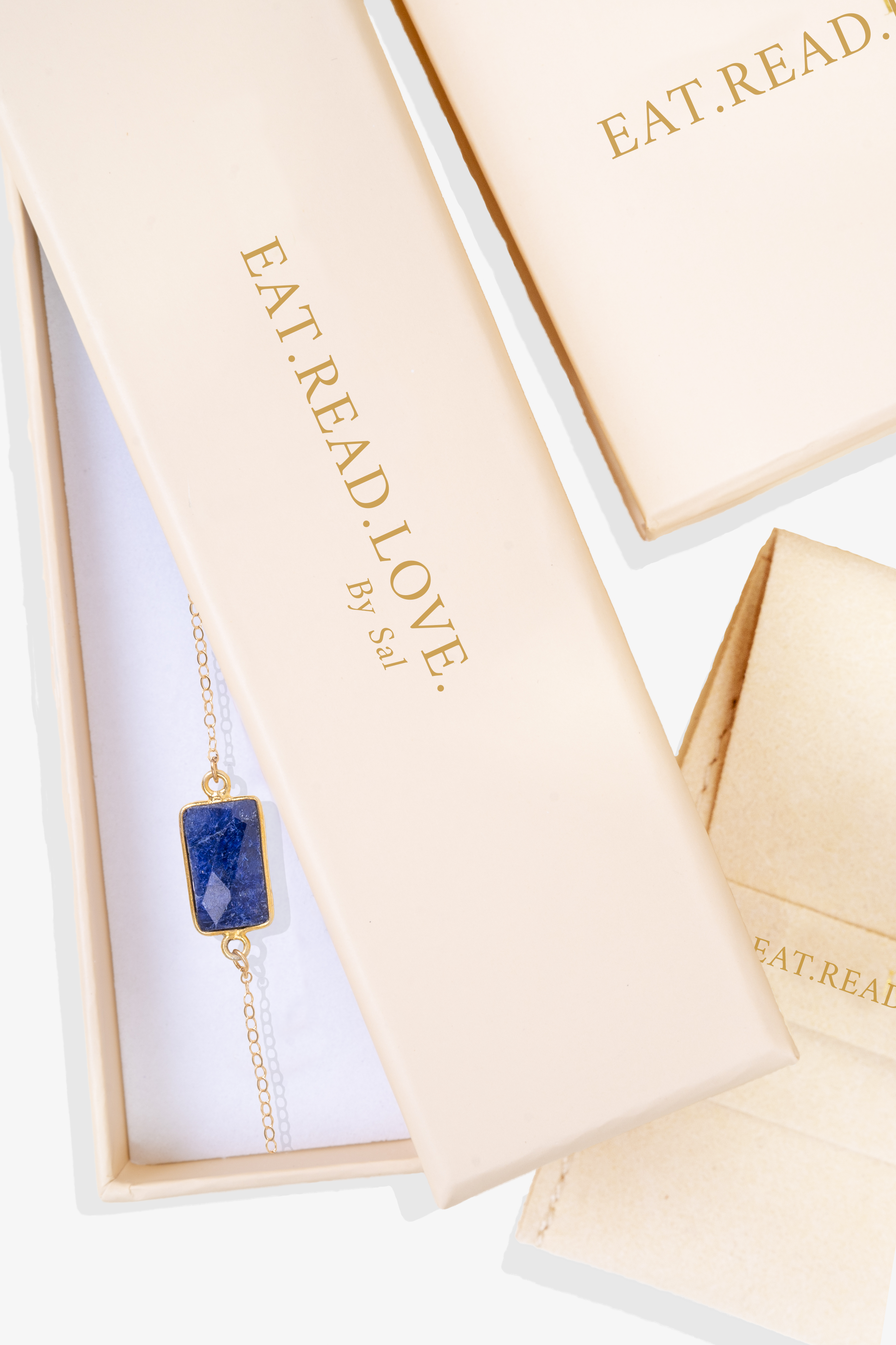 Lapis Lazuli Crystal Bracelet 14k REAL Gold