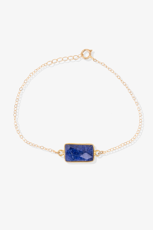 Lapis Lazuli Crystal Bracelet 14k REAL Gold